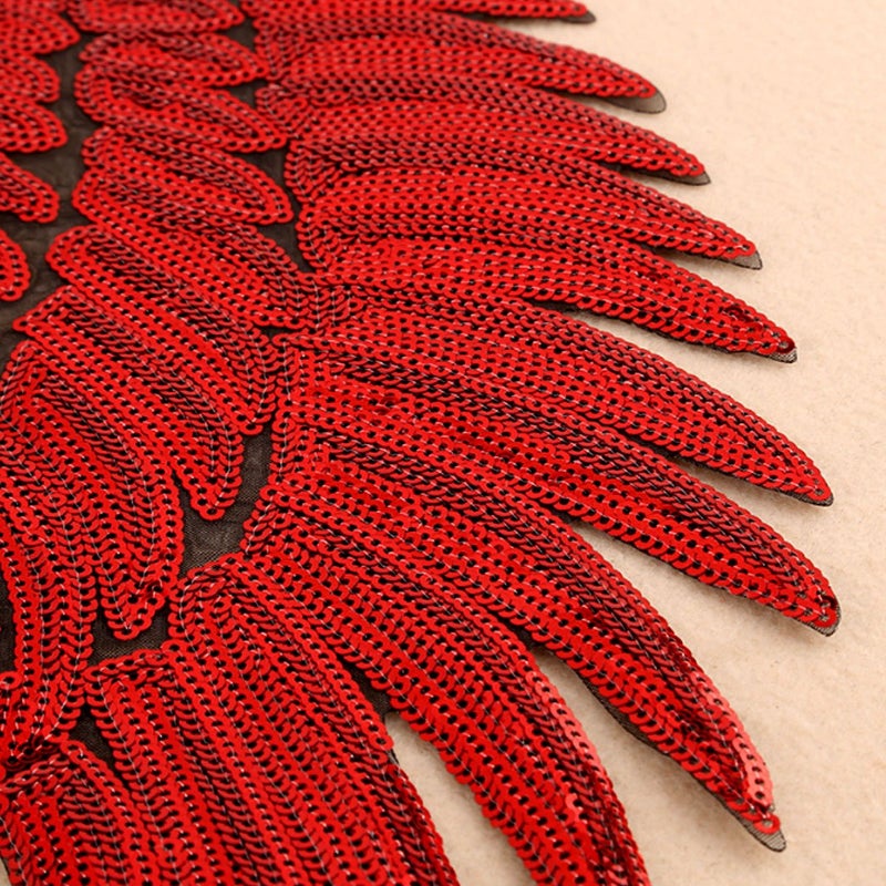 Kennedy Manufacturing Sequins Large Angel Wings Patches Decorative Iron on Sew on Big Patches for Jacket Jeans DIY, Red - Image 4